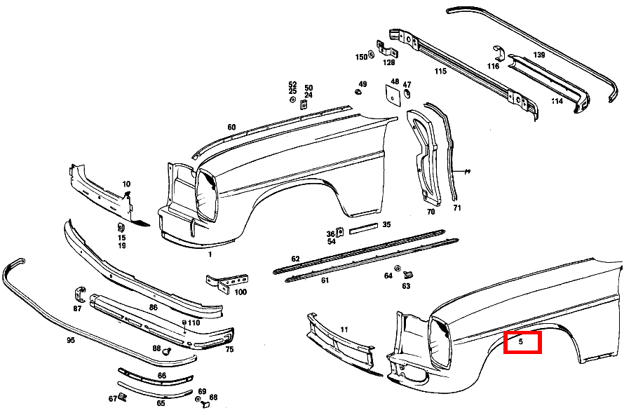 Kotflügel Vorne LINKS 200 D 115 Kotflügel Vorne LINKS 200 D 115