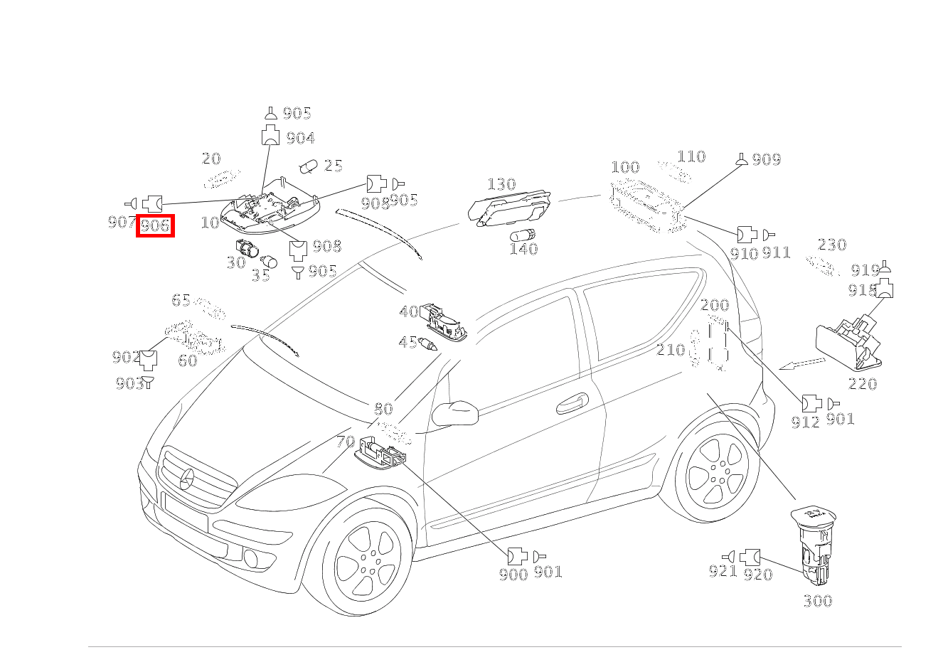 Stecker MAKE-UP-SPIEGEL E14/5; 4-PIN MQS A 200 TURBO COUPE 169 Stecker MAKE-UP-SPIEGEL E14/5; 4-PIN MQS A 200 TURBO COUPE 169