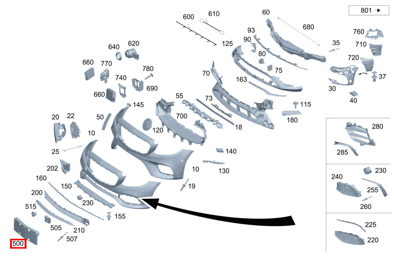 Kennzeichenblende E 400 d Limousine 213 Kennzeichenblende E 400 d Limousine 213