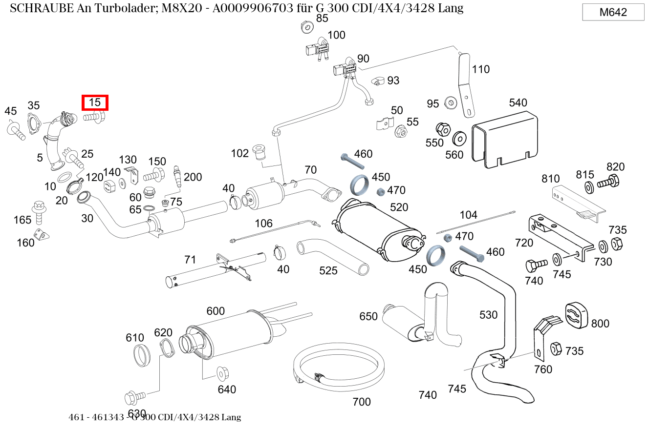 Schraube An Turbolader; M8X20 G 300 CDI/4X4/3428 Lang 461 Schraube An Turbolader; M8X20 G 300 CDI/4X4/3428 Lang 461