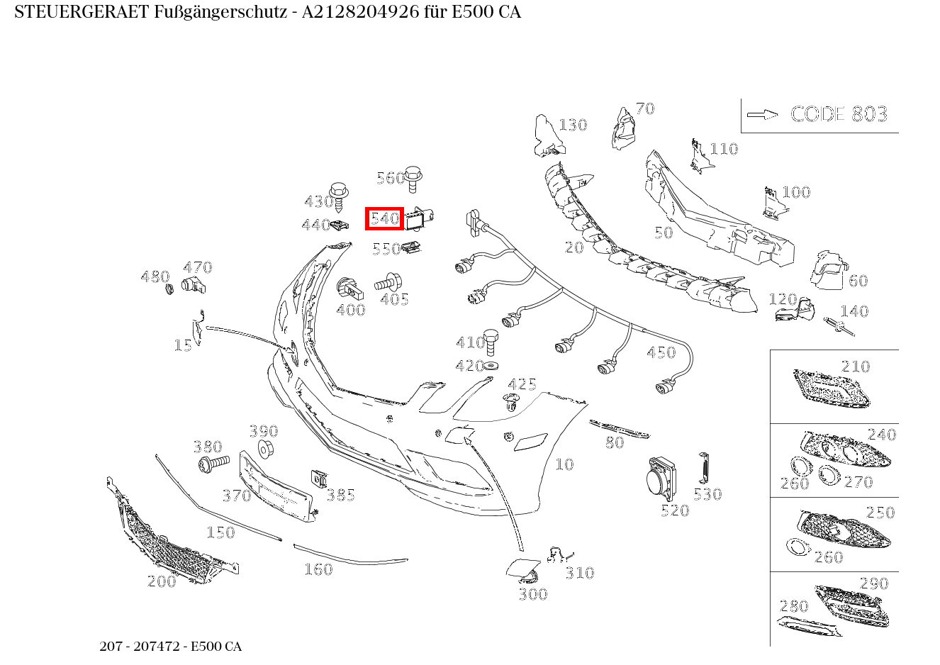 STEUERGERAET Fußgängerschutz E500 CA 207 STEUERGERAET Fußgängerschutz E500 CA 207