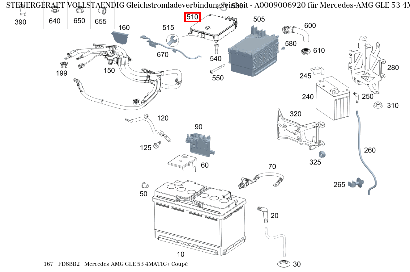 Steuergerät vollständig Gleichstromladeverbindungseinheit Mercedes-AMG GLE 53 4MATIC+ Coupé 167