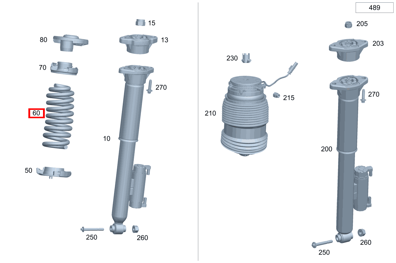 Schraubenfeder FARBKENNZEICHNUNG: 2 X BLAU für E-Klasse 238 kaufen 