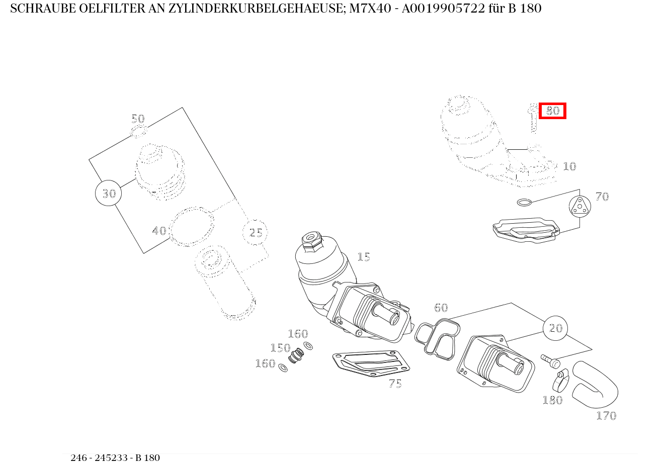 Schraube OELFILTER AN ZYLINDERKURBELGEHAEUSE; M7X40 , , und 