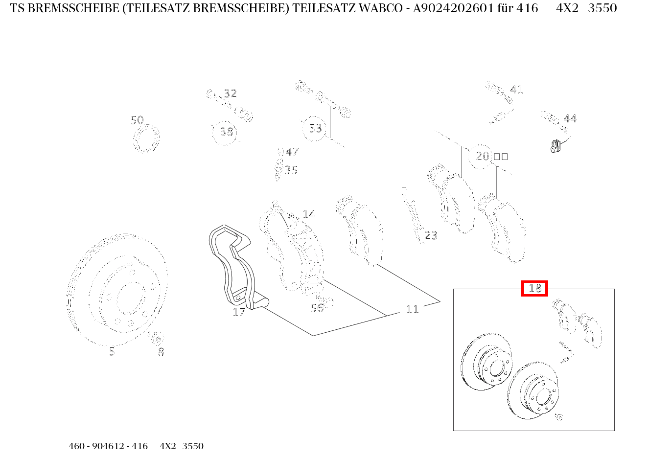 Teilesatz Bremsscheibe TEILESATZ WABCO 416 4X2 3550 460 Teilesatz Bremsscheibe TEILESATZ WABCO 416 4X2 3550 460
