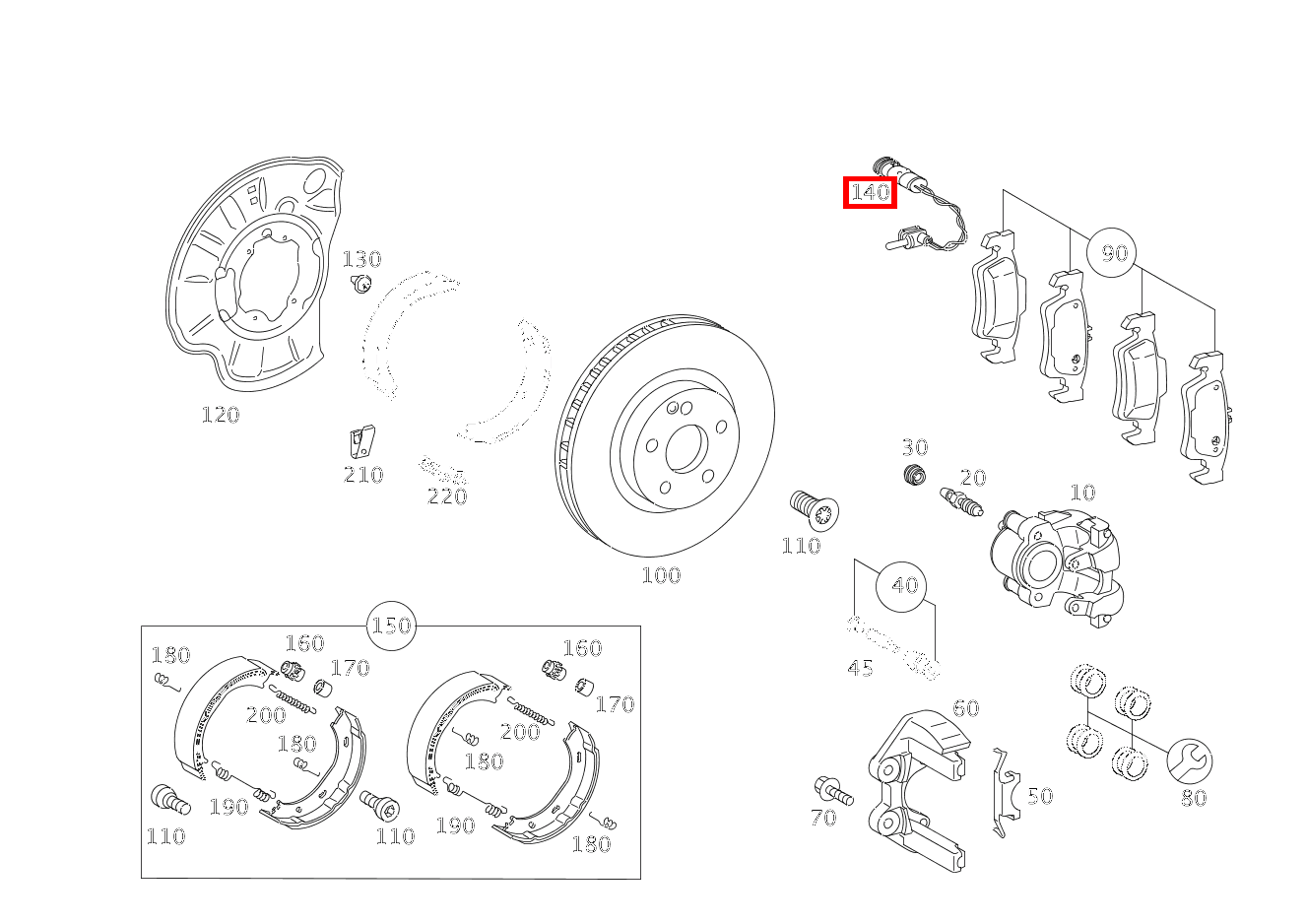 Belagverschleisssensor Bremsbelagverschleißanzeige Hinterachse CL500 4M BE 216 Belagverschleisssensor Bremsbelagverschleißanzeige Hinterachse CL500 4M BE 216