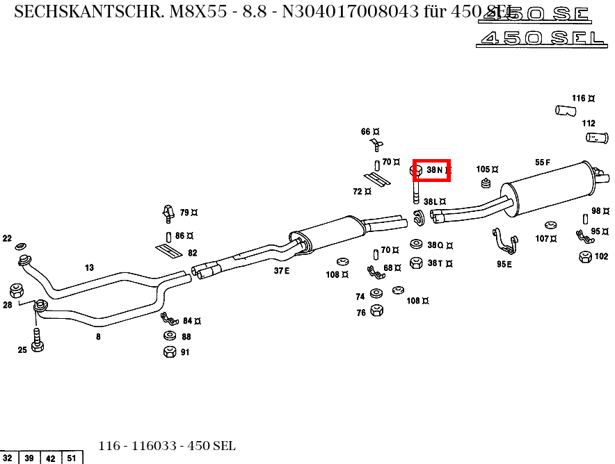 Sechskantschraube M8X55 - 8.8 450 SEL 116 Sechskantschraube M8X55 - 8.8 450 SEL 116