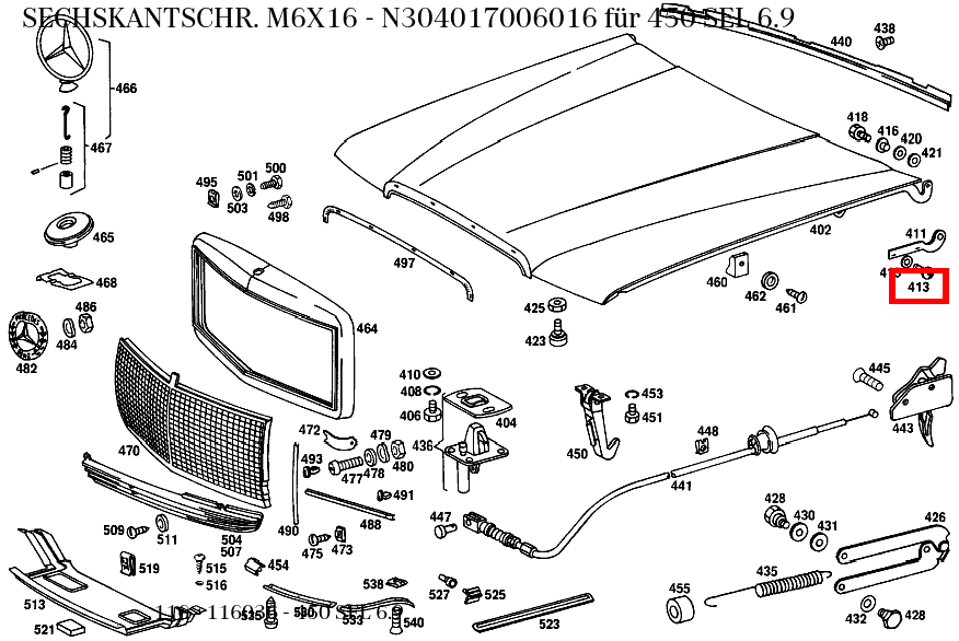 Sechskantschraube M6X16 450 SEL 6.9 116