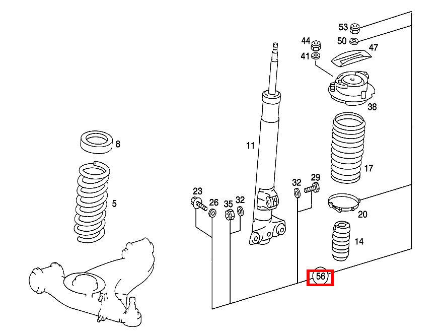 Befestigungsteile STOSSDAEMPFERBEFESTIGUNG VORN 190 D 2.5 Turbo 201
