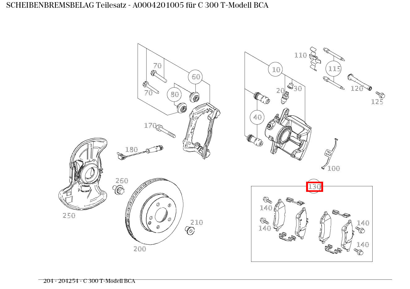 Scheibenbremsbelag Teilesatz C 300 T-Modell BCA 204 Scheibenbremsbelag Teilesatz C 300 T-Modell BCA 204