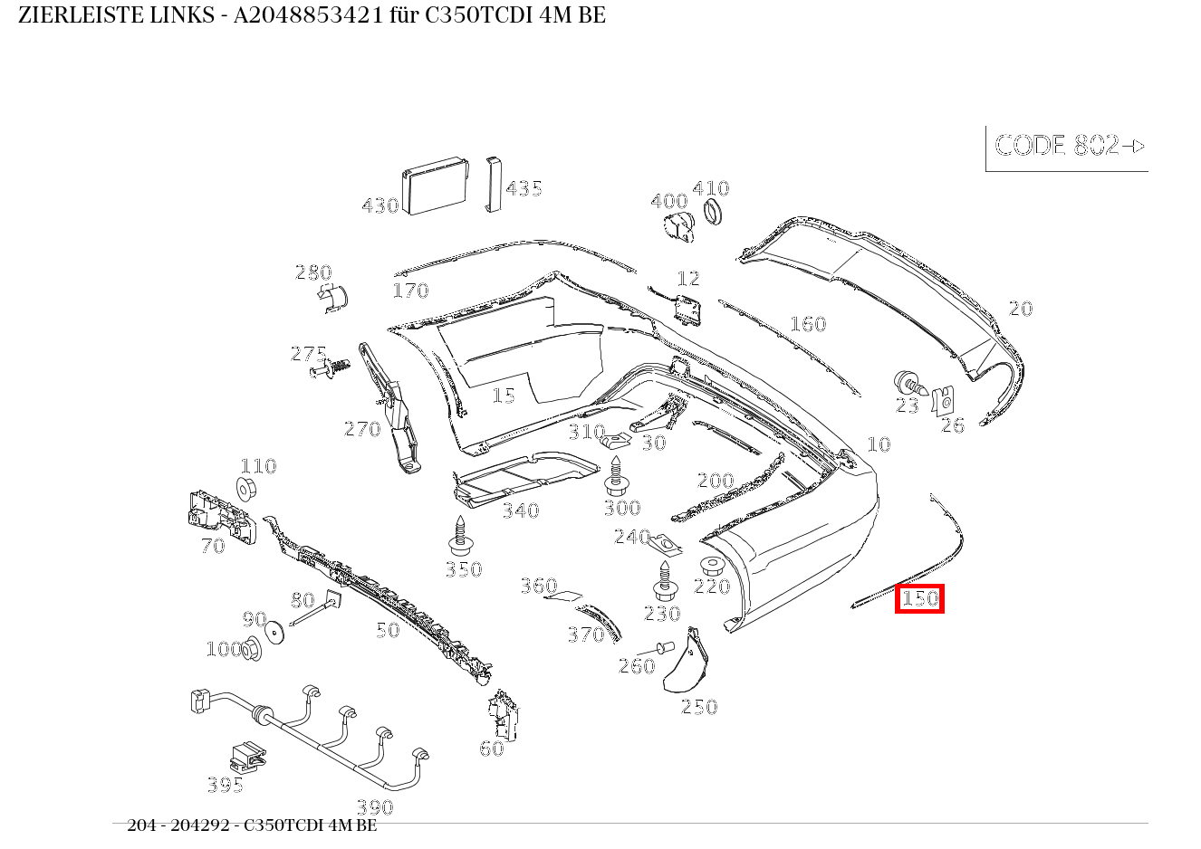 Zierleiste LINKS C350TCDI 4M BE 204