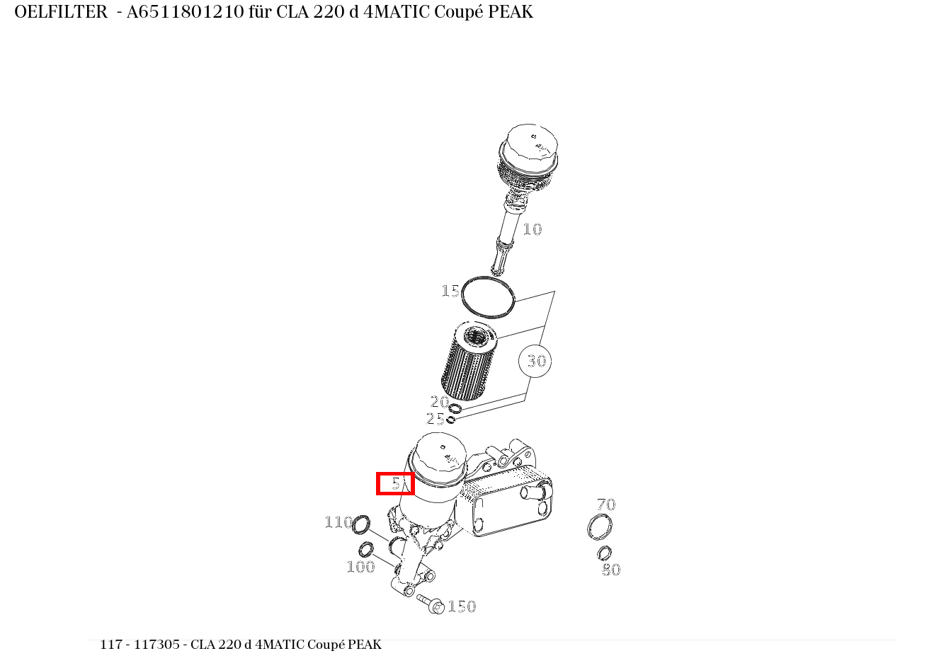 Ölfilter CLA 220 d 4MATIC Coupé PEAK 117 Ölfilter CLA 220 d 4MATIC Coupé PEAK 117