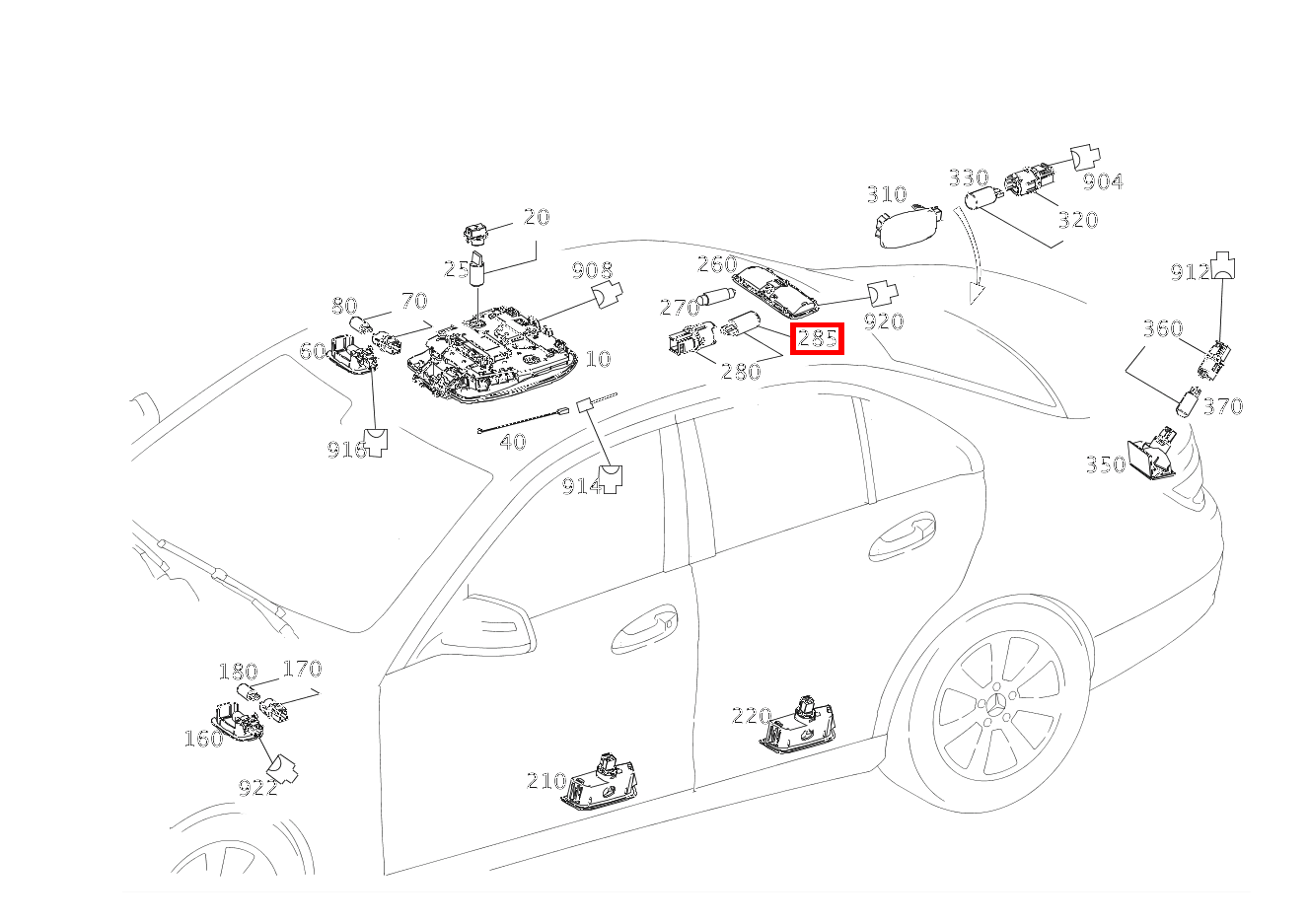 Glühlampe DECKENLEUCHTE HINTEN; 12V-6W C 180 205