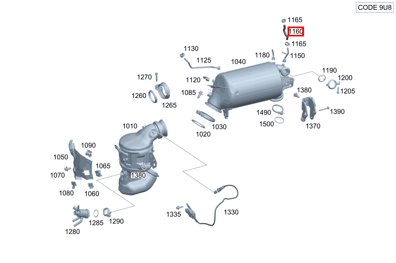 Abgasleitung Partikelfilter zum Drucksensor GLE 167, C 206, E 213 