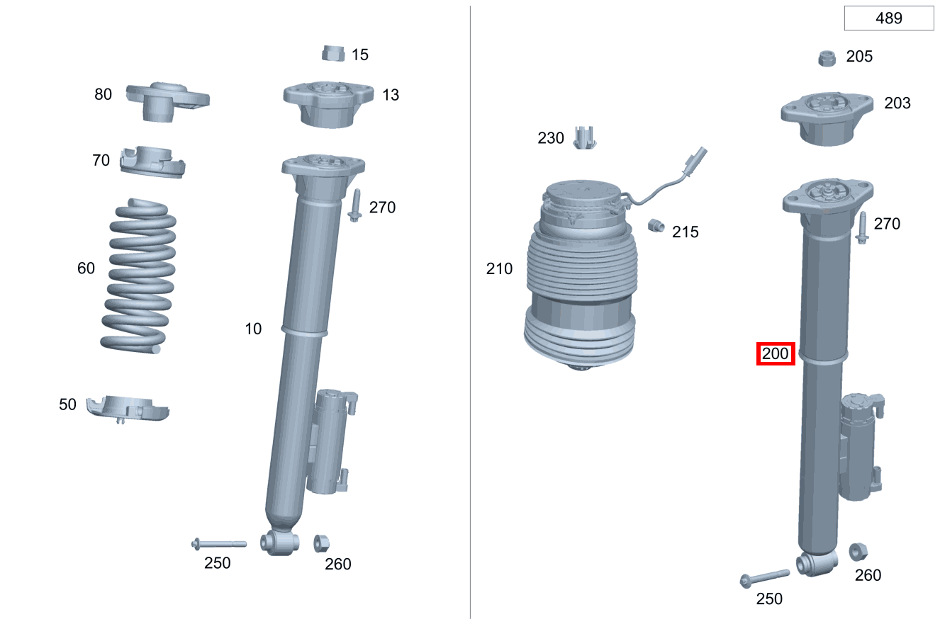 Stossdämpfer HINTEN RECHTS Mercedes-AMG E 63 S 4MATIC+ Limousine 213