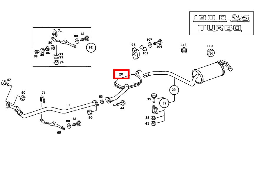 Schalldämpfer MITTE 190 D 2.5 Turbo 201 Schalldämpfer MITTE 190 D 2.5 Turbo 201