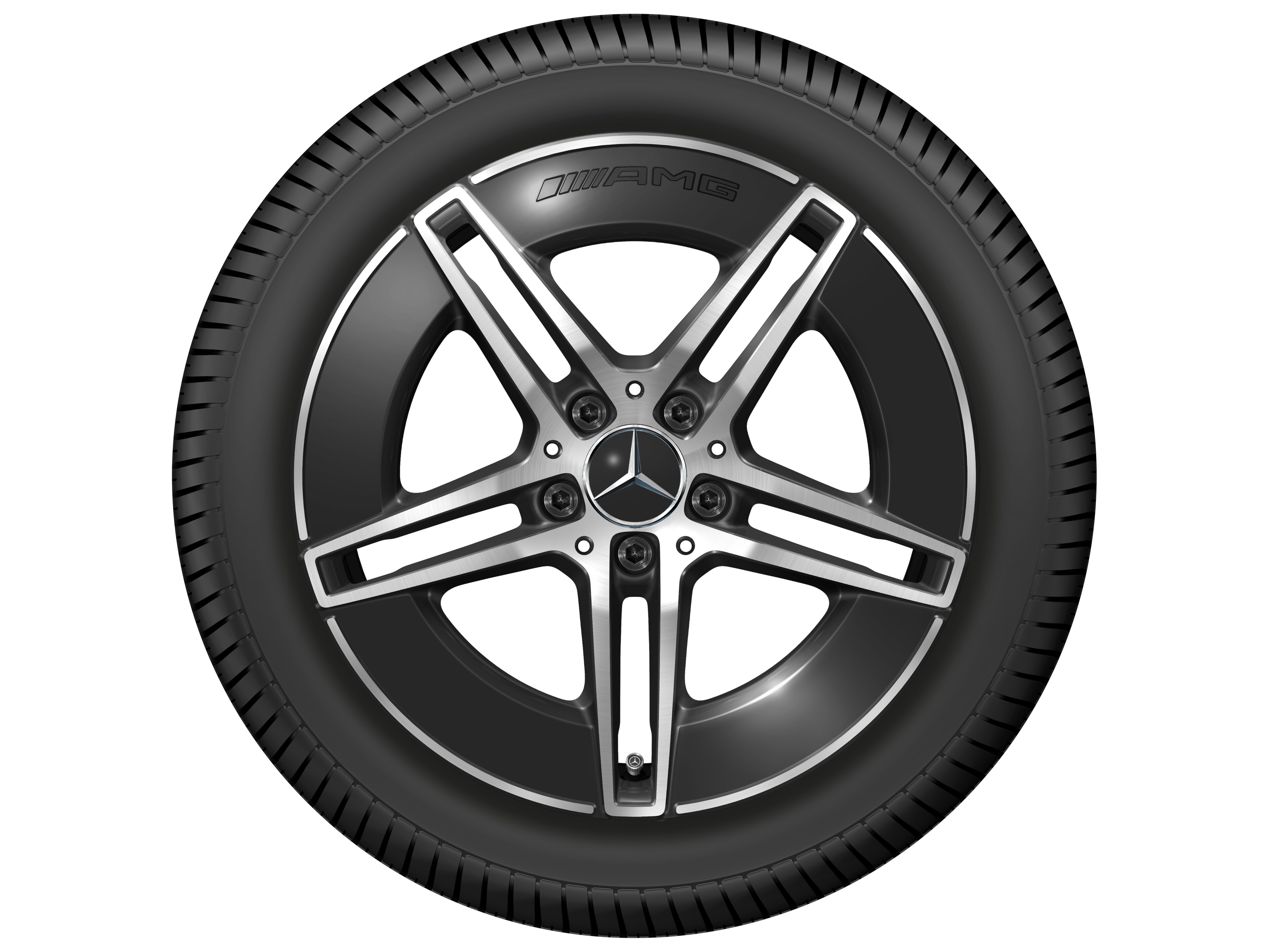 AMG 5-Doppelspeichen-Rad, 18 Zoll, Felgenhorn, 8 J x 18 ET 44,9, schwarz, glanzgedreht