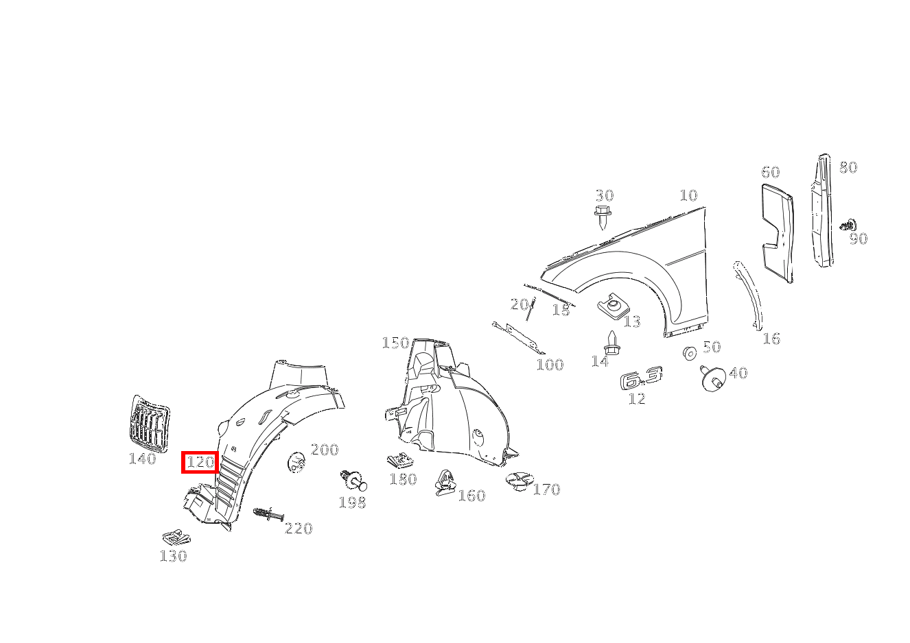 RADLAUFABDECKUNG Kotflügel vorn links C350 BE C 204 RADLAUFABDECKUNG Kotflügel vorn links C350 BE C 204