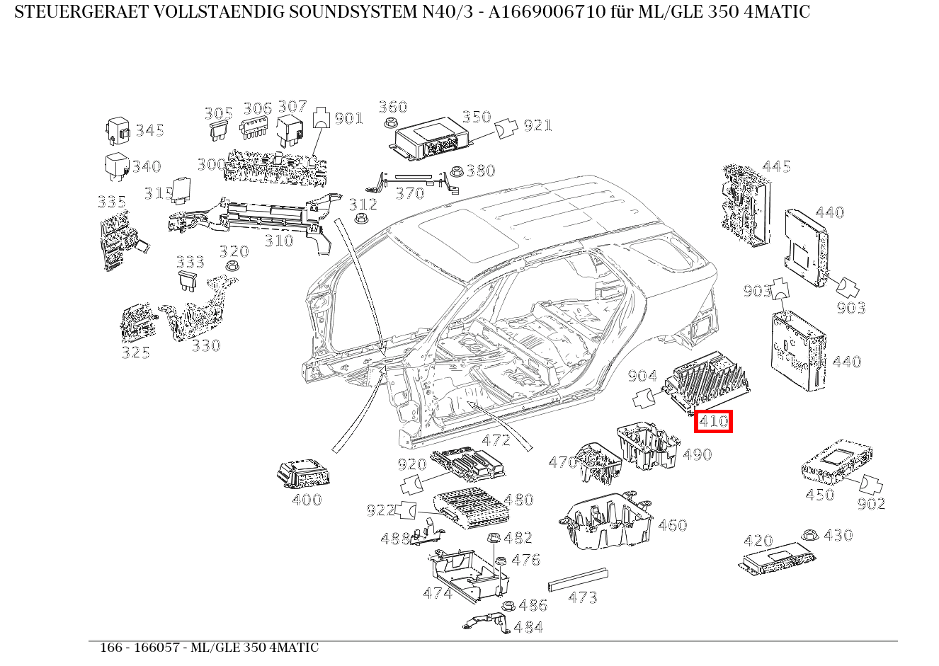 Steuergerät vollständig SOUNDSYSTEM N40/3 für M-Klasse 166 kaufen
