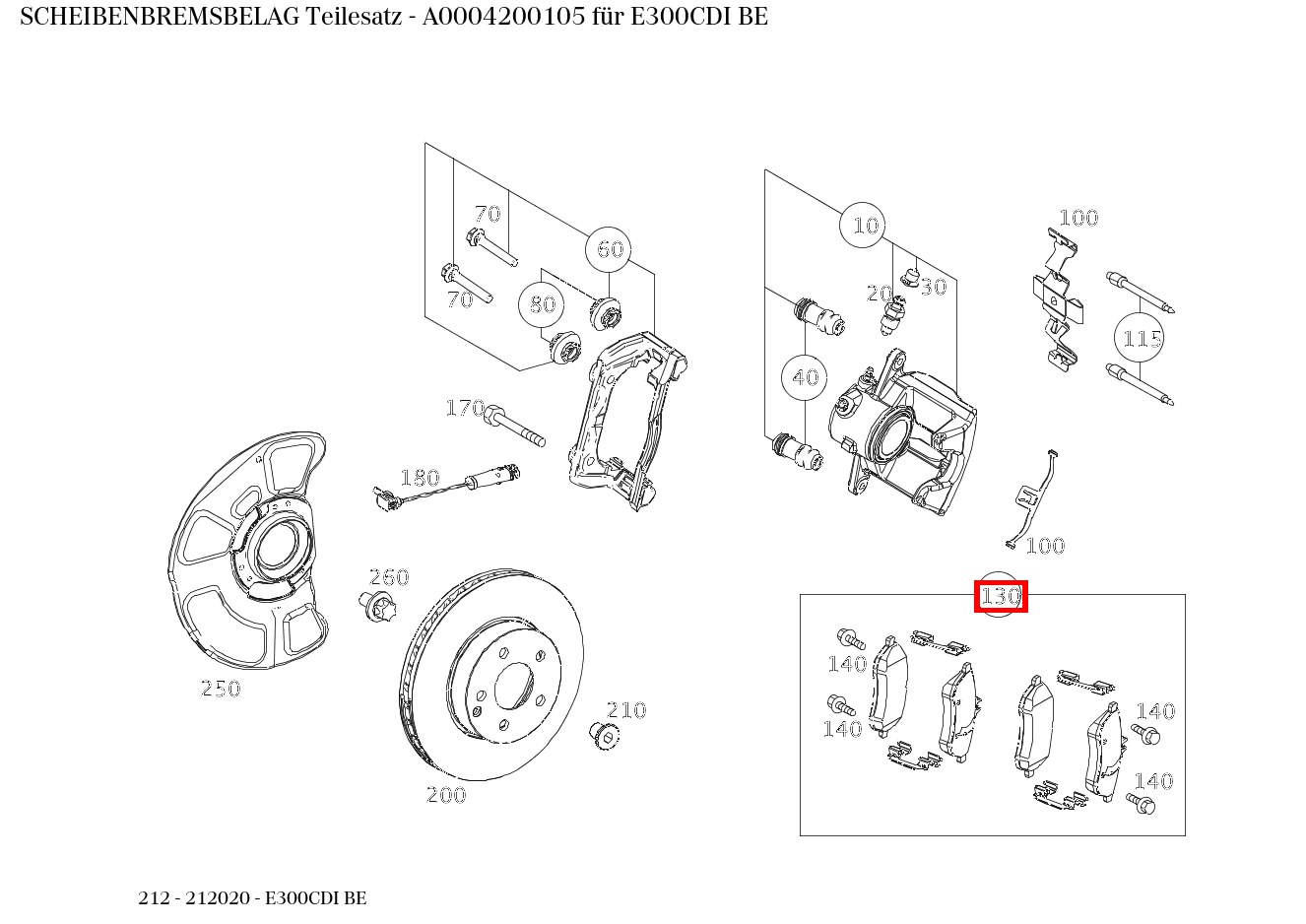 Scheibenbremsbelag Teilesatz E300CDI BE 212 Scheibenbremsbelag Teilesatz E300CDI BE 212