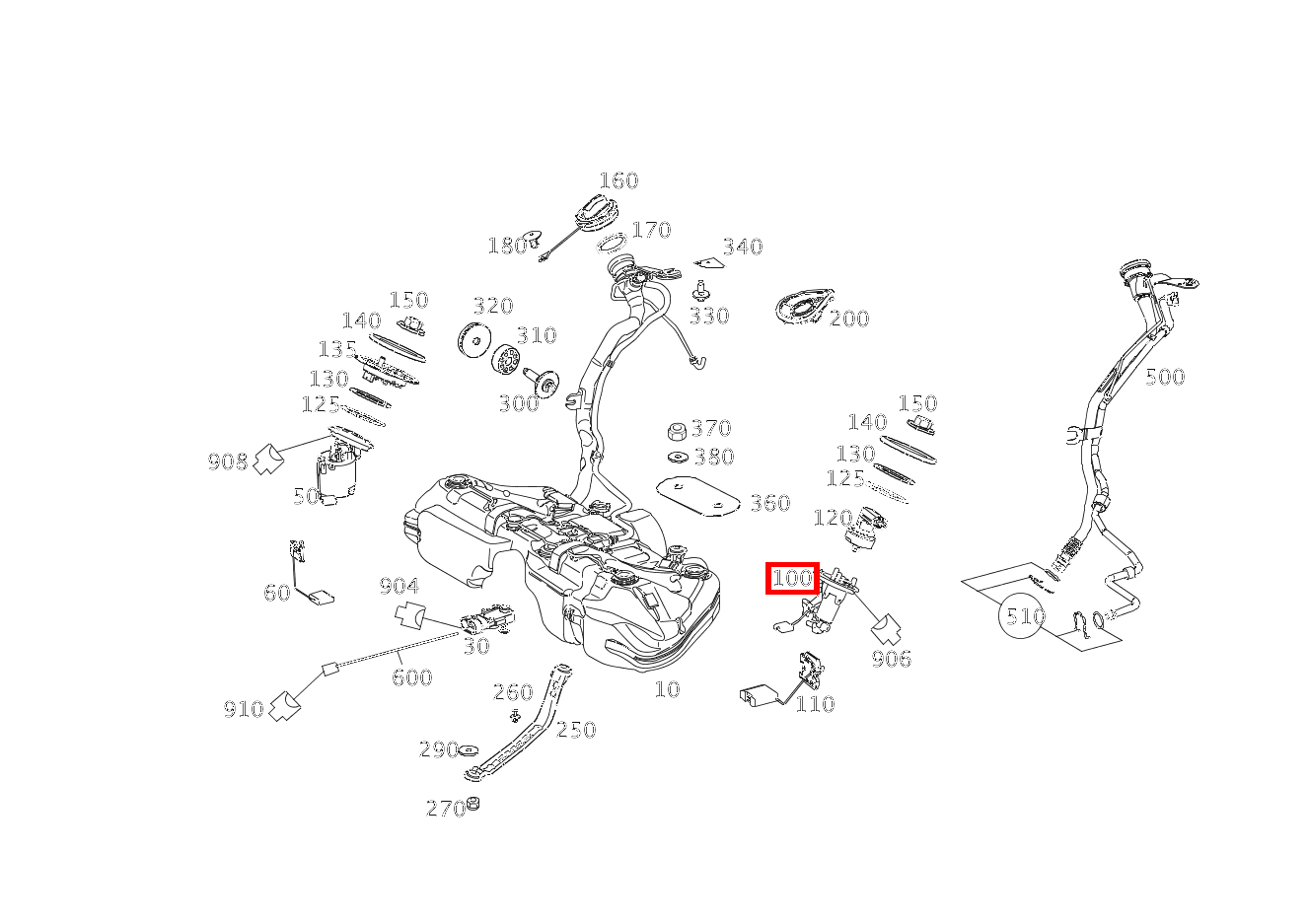 SAUGSTRAHLPUMPE In Tank links mit Kraftstoffleitungen GLK350 4M 204