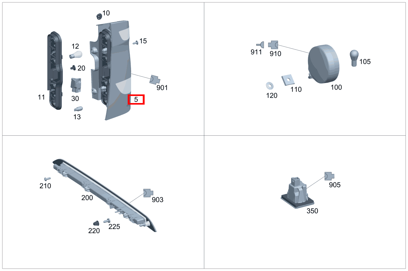 Heckleuchtenkombination Heckleuchte links Vito 116 CDI Kasten Lang 245