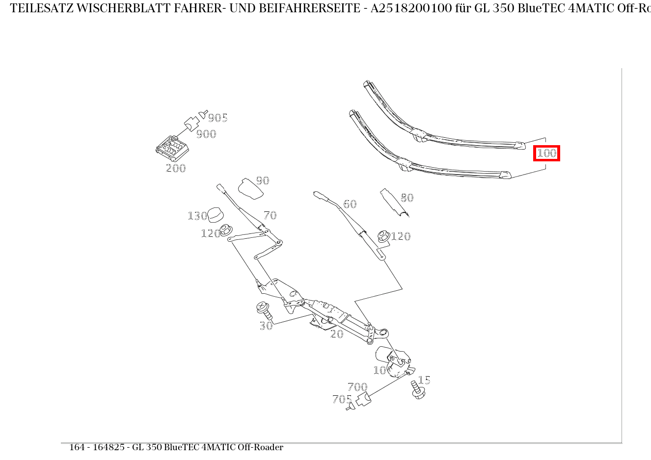 Teilesatz Wischerblatt FAHRER- UND BEIFAHRERSEITE GL 350 BlueTEC 4MATIC Off-Roader 164