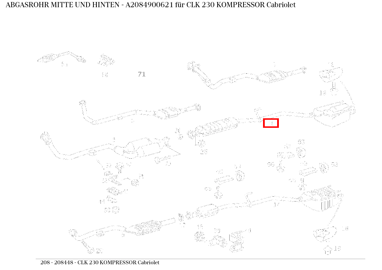 Abgasrohr MITTE UND HINTEN CLK 230 KOMPRESSOR Cabriolet 208