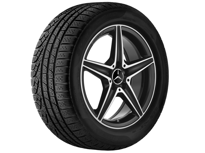 Original AMG 18 Zoll AMG 5-Speichen-Rad schwarz glanzgedreht mit 