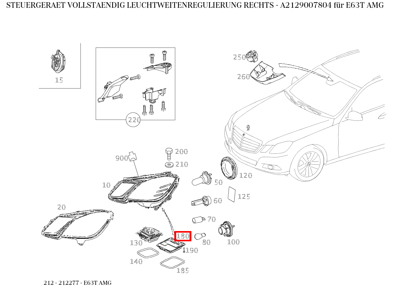 Steuergerät vollständig LEUCHTWEITENREGULIERUNG RECHTS E63T AMG 212 Steuergerät vollständig LEUCHTWEITENREGULIERUNG RECHTS E63T AMG 212