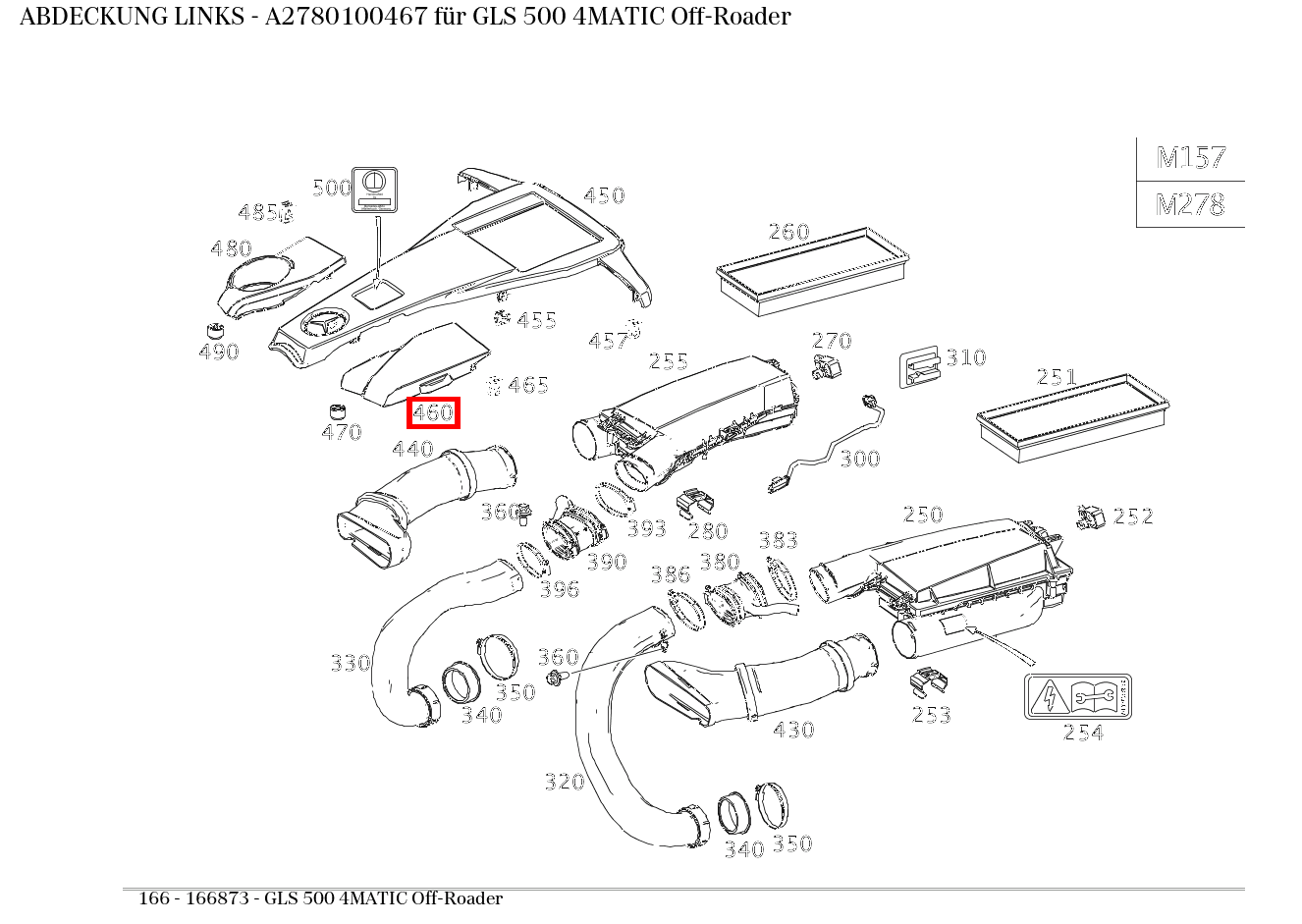 Abdeckung LINKS GLS 500 4MATIC Off-Roader 166