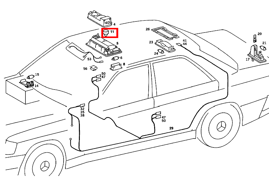 Anschlagpuffer INNENLEUCHTE IN AUFNAHME TEMPERATURFUEHLER 190 D 2.5 Turbo 201