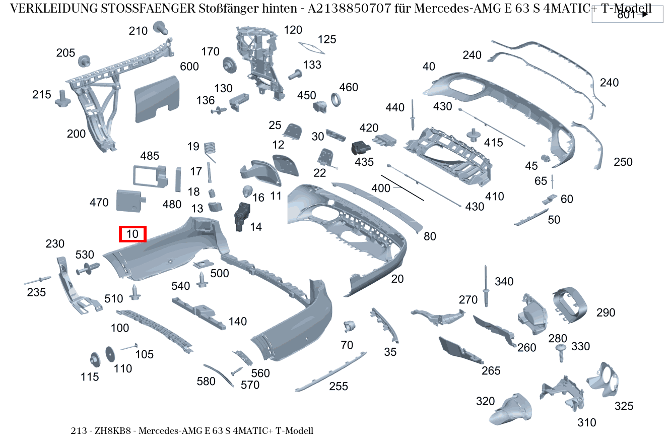 Verkleidung Stossfänger Stoßfänger hinten für E-Klasse 213 kaufen 