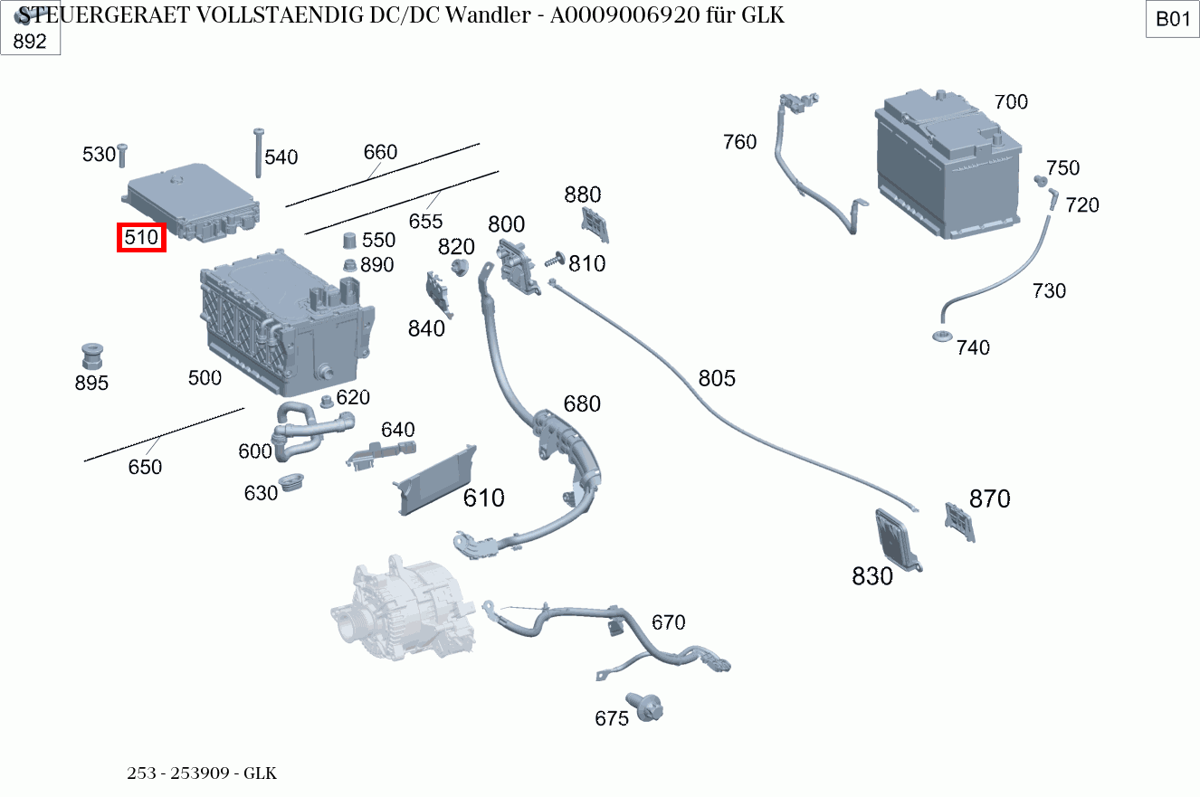 Steuergerät vollständig DC/DC Wandler GLK 253