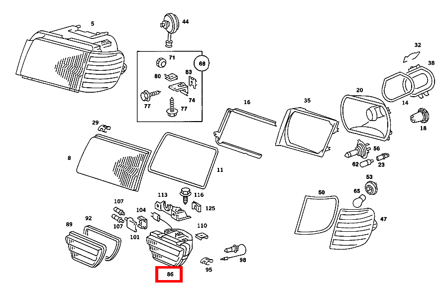 NEBELLEUCHTE NEBELSCHEINWERFER AN STOSSFAENGER VORN RECHTS 420 SEC COUPE mit Automatic 126 NEBELLEUCHTE NEBELSCHEINWERFER AN STOSSFAENGER VORN RECHTS 420 SEC COUPE mit Automatic 126