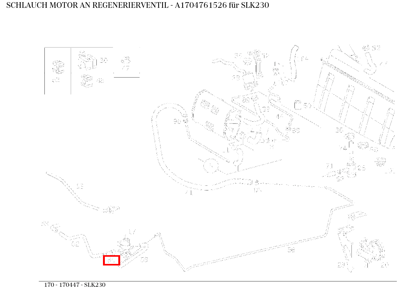 Schlauch MOTOR AN REGENERIERVENTIL SLK230 170 Schlauch MOTOR AN REGENERIERVENTIL SLK230 170