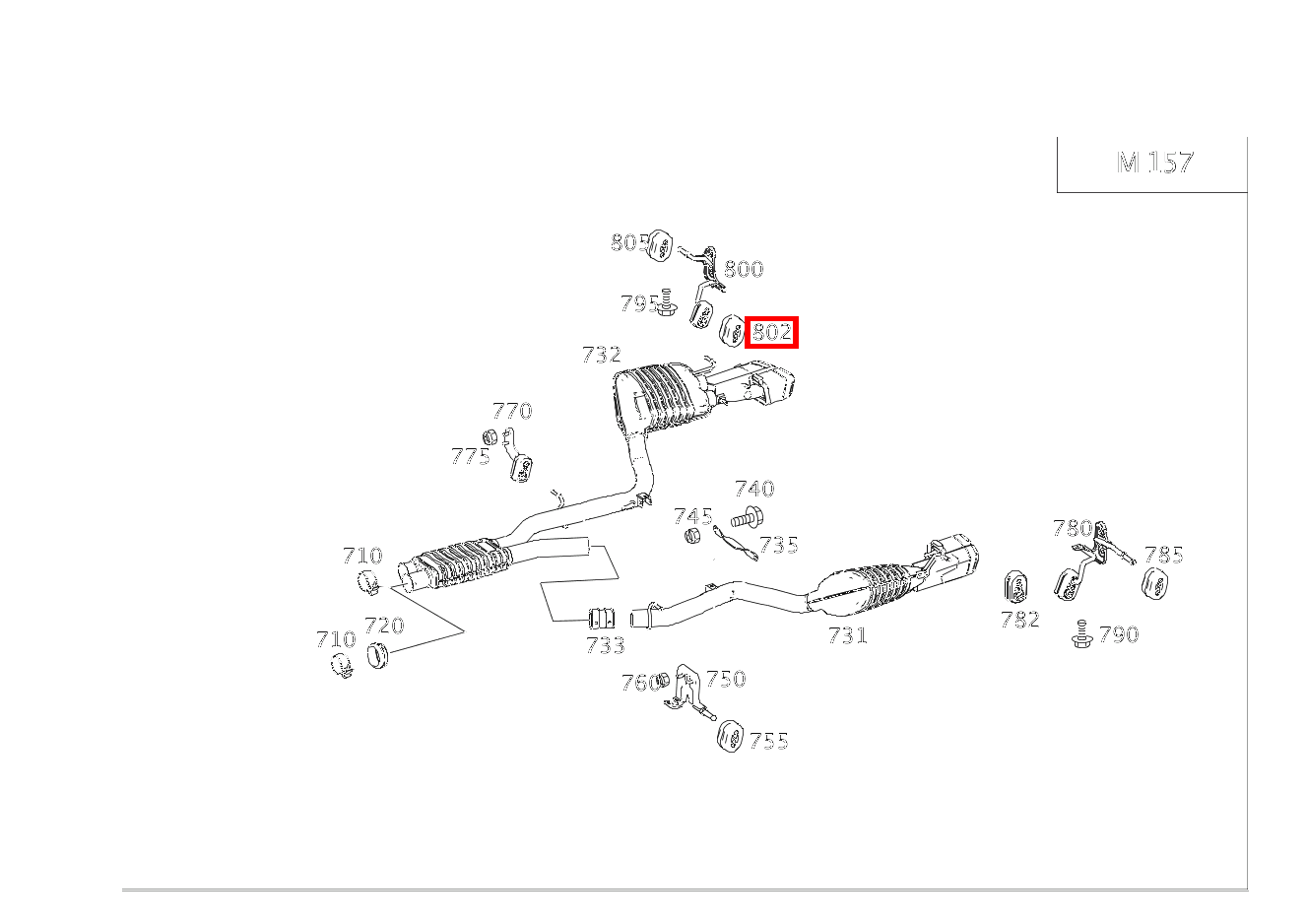 Aufhängering AUSPUFFROHR HINTEN RECHTS Mercedes-AMG CLS 63 4MATIC Shooting Brake 218