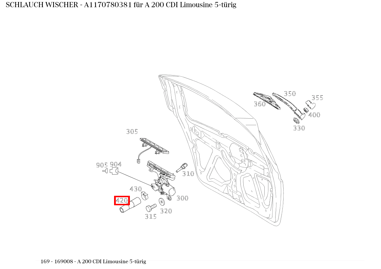 Schlauch WISCHER A 200 CDI Limousine 5-türig 169