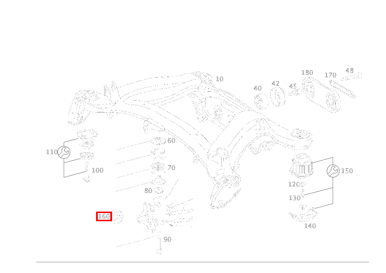 REP.SATZ HA-TRAEGER ACHSGEHAEUSE AN HINTERACHSTRAEGER, VORN C 220 d T-Modell 205 REP.SATZ HA-TRAEGER ACHSGEHAEUSE AN HINTERACHSTRAEGER, VORN C 220 d T-Modell 205