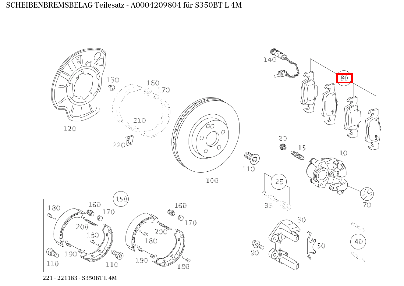 Scheibenbremsbelag Teilesatz S350BT L 4M 221 Scheibenbremsbelag Teilesatz S350BT L 4M 221