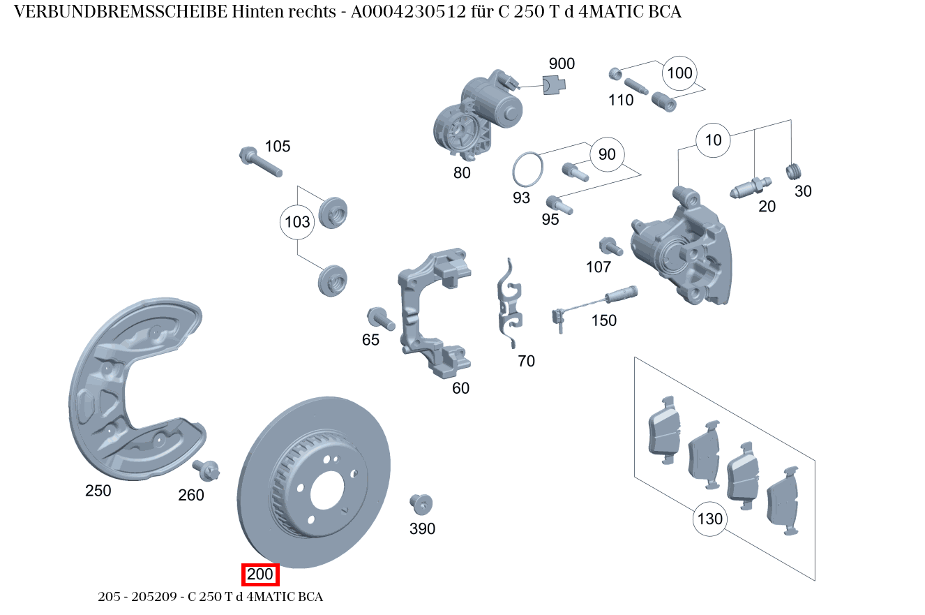 Verbundbremsscheibe Hinten rechts C 250 T d 4MATIC BCA 205 Verbundbremsscheibe Hinten rechts C 250 T d 4MATIC BCA 205