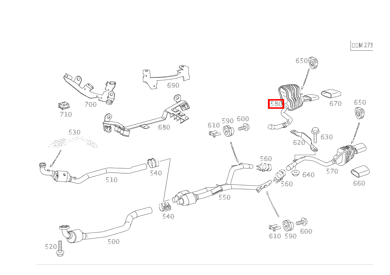 Schalldämpfer NACHSCHALLDAEMPFER RECHTS SL 550 Roadster 230