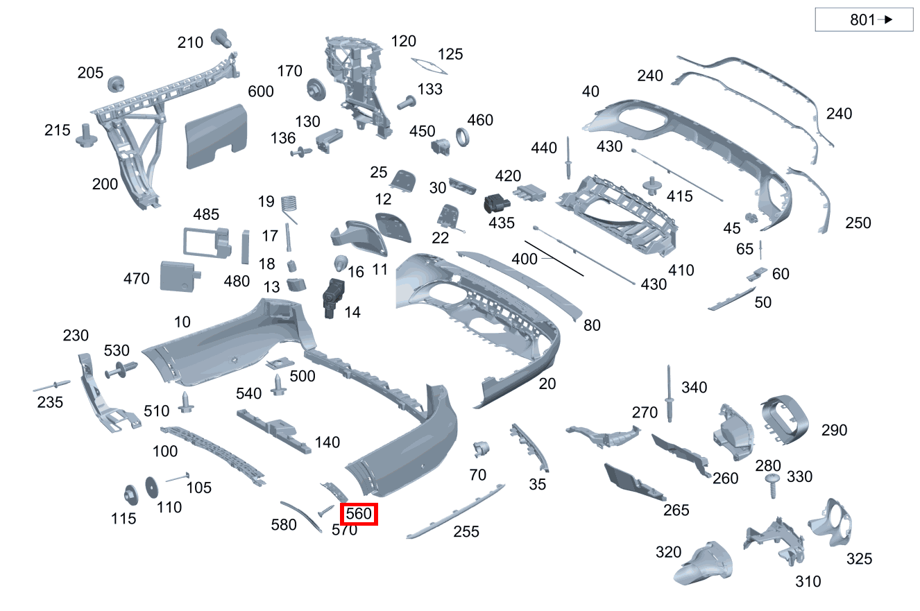 Abdeckung Stossfänger STOSSFAENGER, LINKS E 300 de T-Modell 253