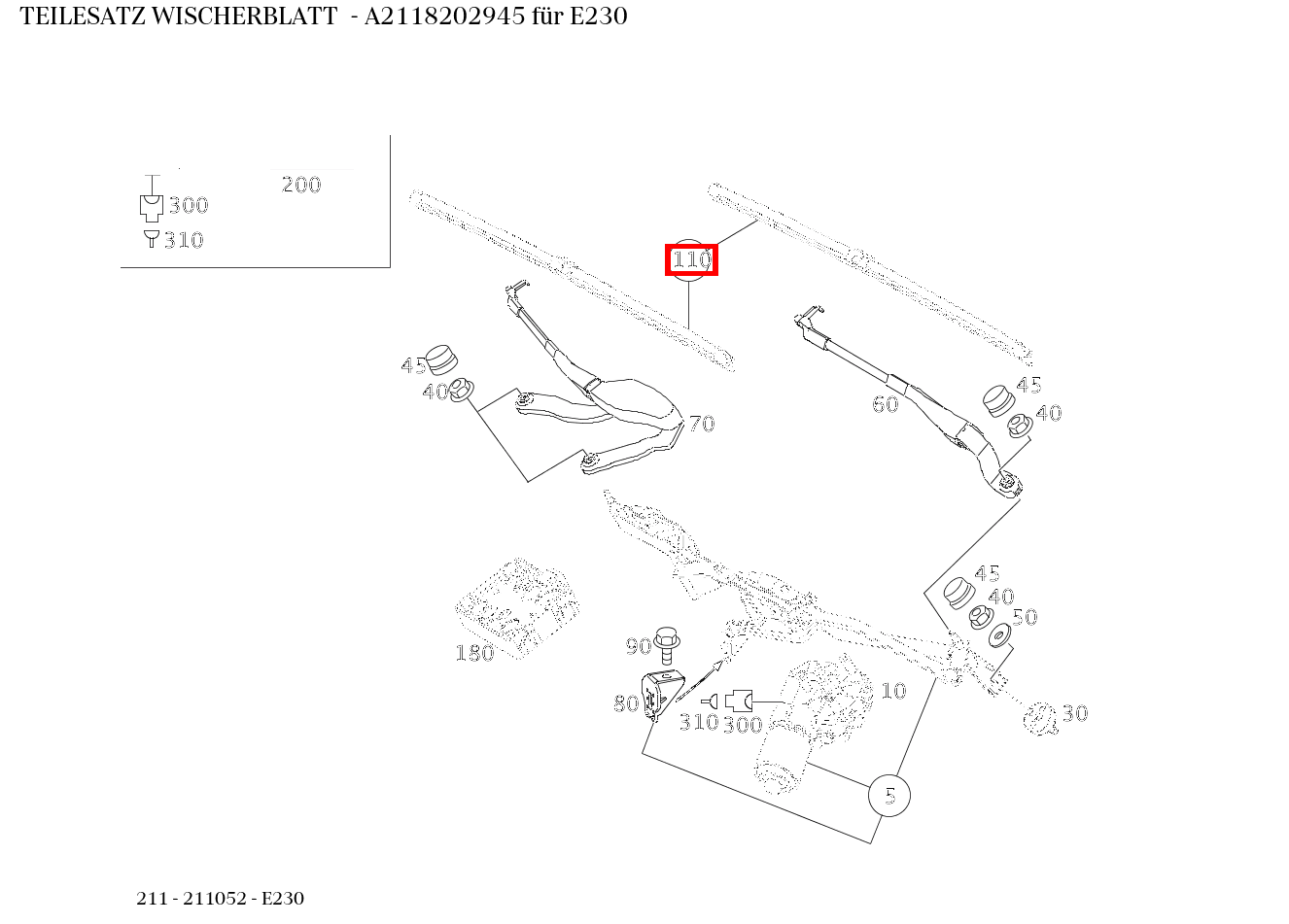 Teilesatz Wischerblatt E230 211