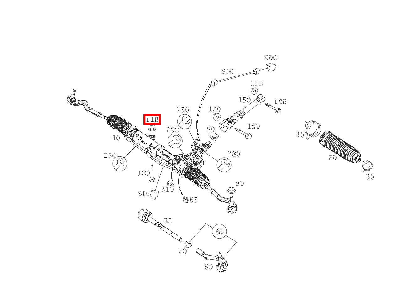 Mutter Lenkung an Integralträger vorn; M12X1.5 E 350 4MATIC Limousine BCA 212 Mutter Lenkung an Integralträger vorn; M12X1.5 E 350 4MATIC Limousine BCA 212