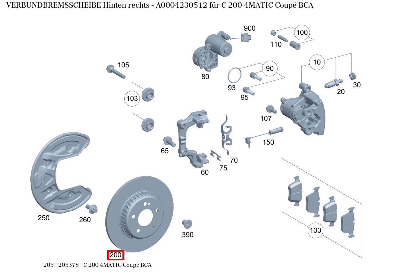 Verbundbremsscheibe Hinten rechts C 200 4MATIC Coupé BCA 205 Verbundbremsscheibe Hinten rechts C 200 4MATIC Coupé BCA 205