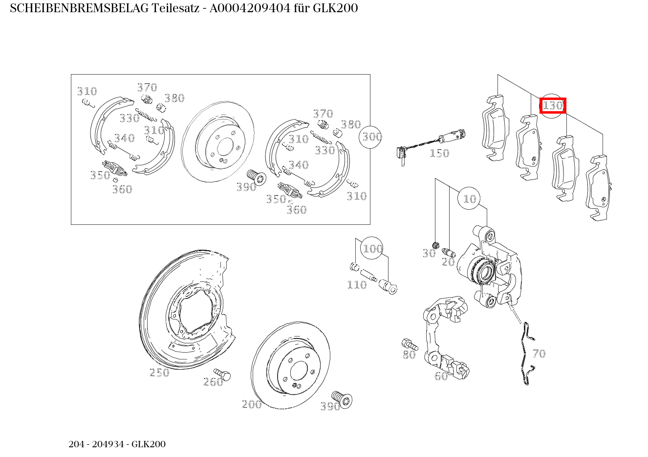 Scheibenbremsbelag Teilesatz GLK200 204 Scheibenbremsbelag Teilesatz GLK200 204