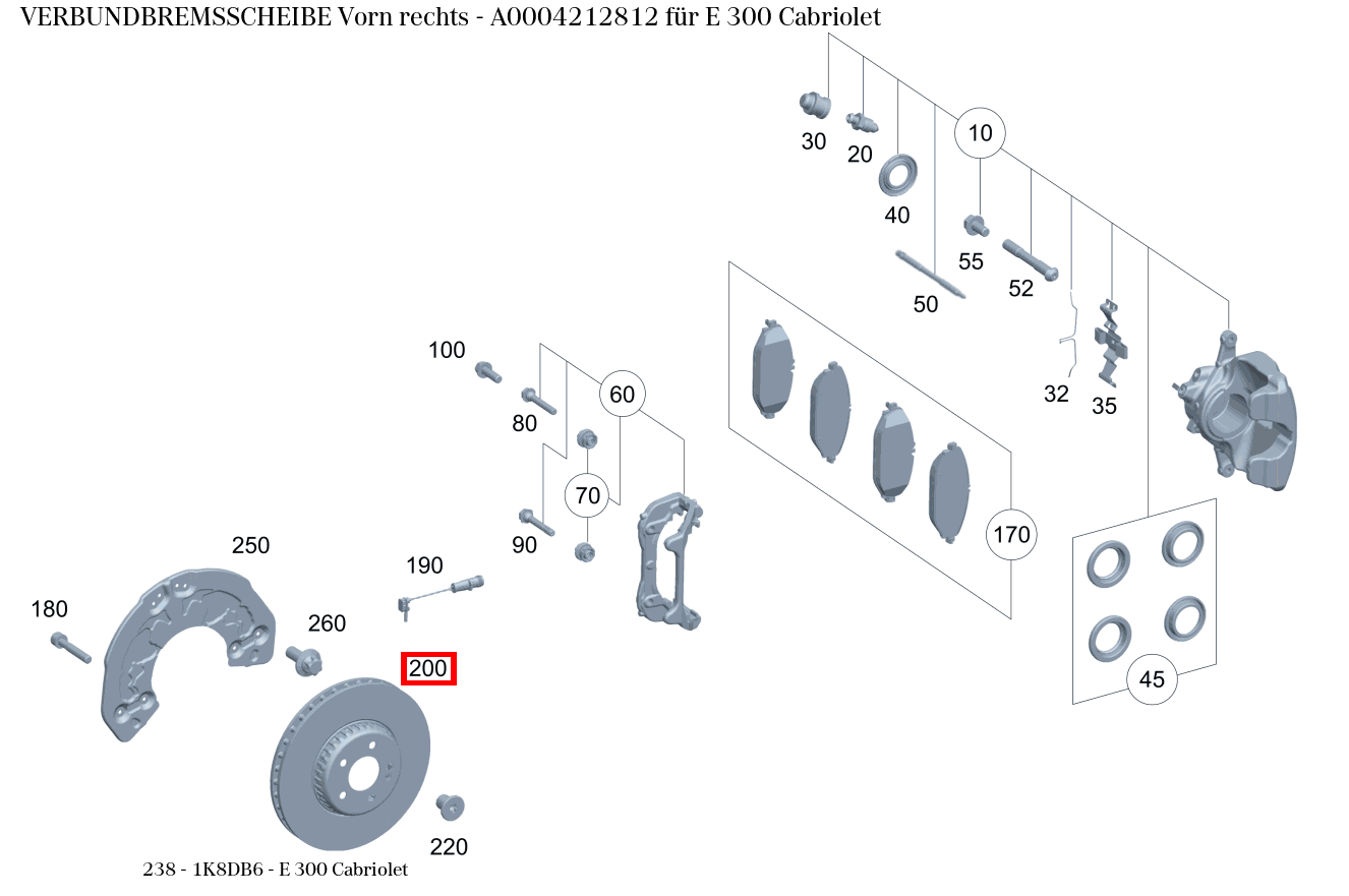 Verbundbremsscheibe Vorn rechts E 300 Cabriolet 238