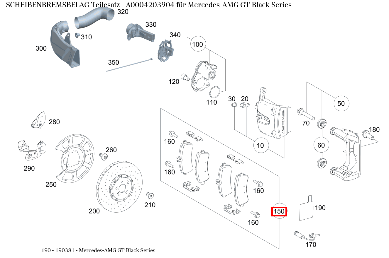 Scheibenbremsbelag Teilesatz Mercedes-AMG GT Black Series 190 Scheibenbremsbelag Teilesatz Mercedes-AMG GT Black Series 190