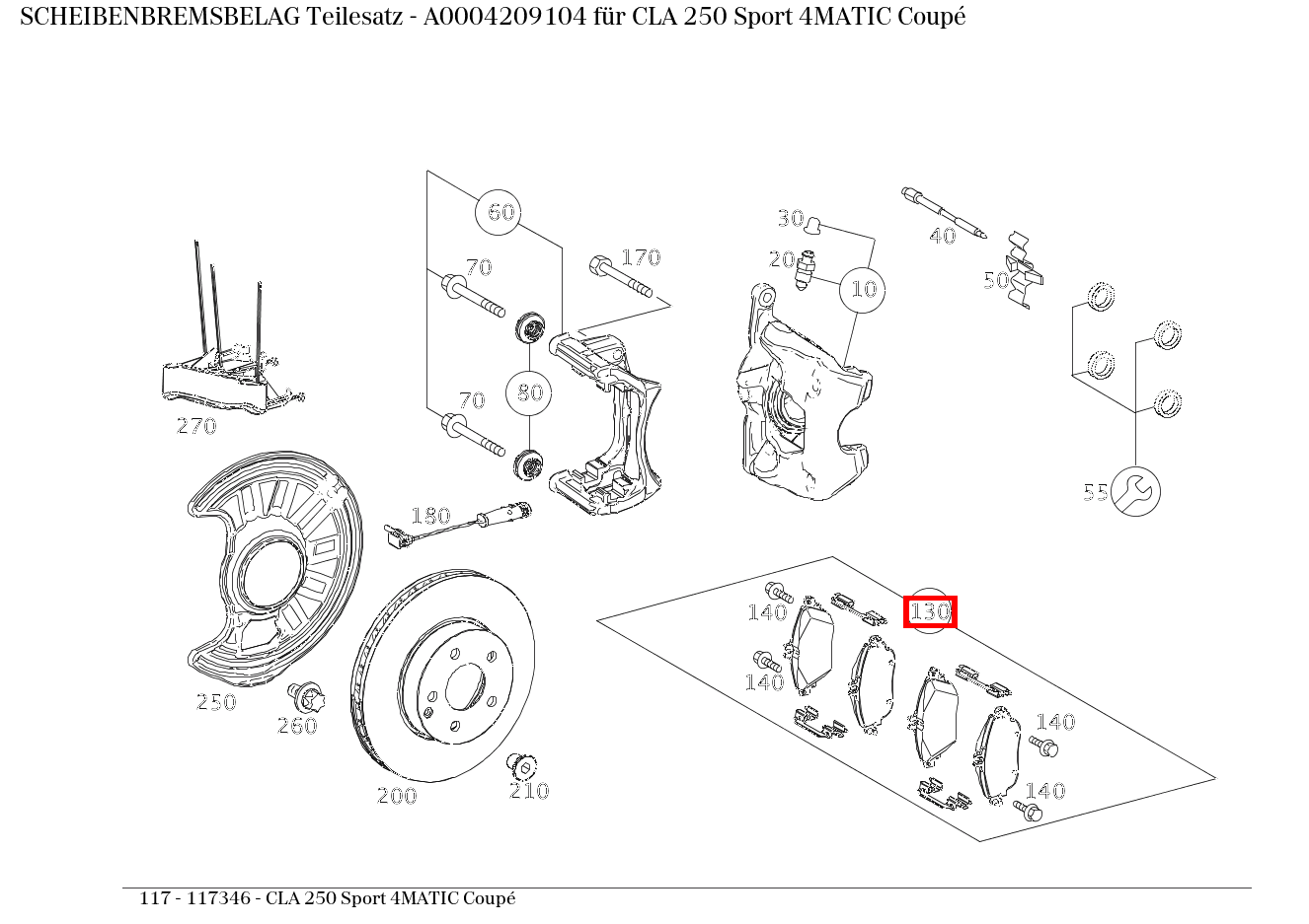 Scheibenbremsbelag Teilesatz CLA 250 Sport 4MATIC Coupé 117
